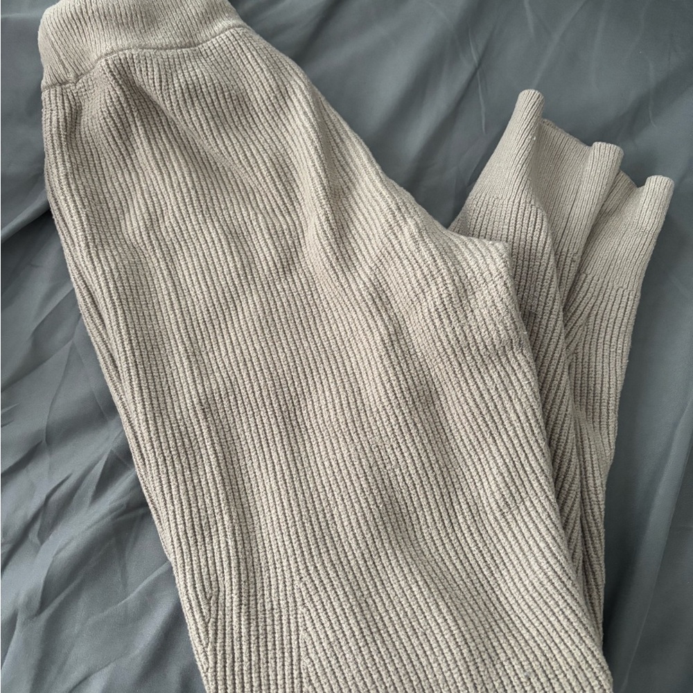 Ribbed Knit Pants in Tan